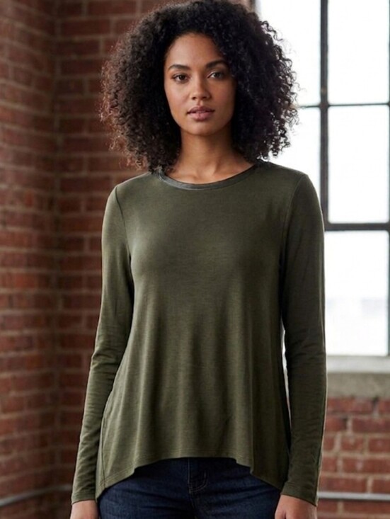 Zara Tops - Zara Collection Olive Flowy Long Sleeve High Low Swing Top Size Small